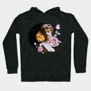 Aesthetics, darkness, romantic, moon, love, rose, statue, vintage, retro, artistic, artsy, classy, music, vinyl records, flowers, floral Hoodie